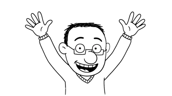 Uncle, arms up, celebrating