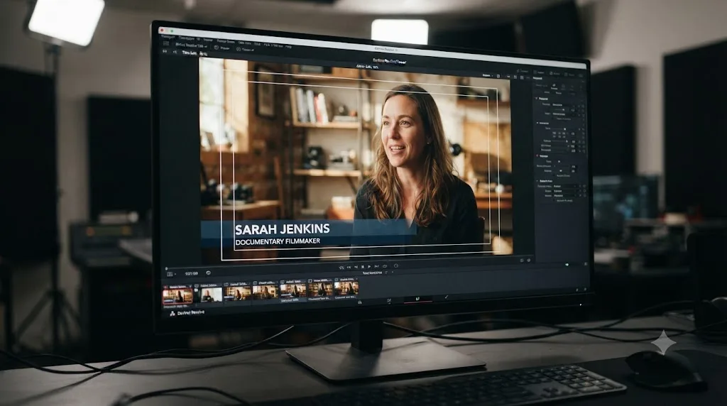Illustration of Title Safe and Action Safe guide overlays in the DaVinci Resolve Viewer