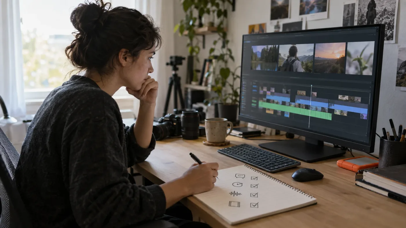 Illustration of reviewing an AI-generated DaVinci Resolve rough cut