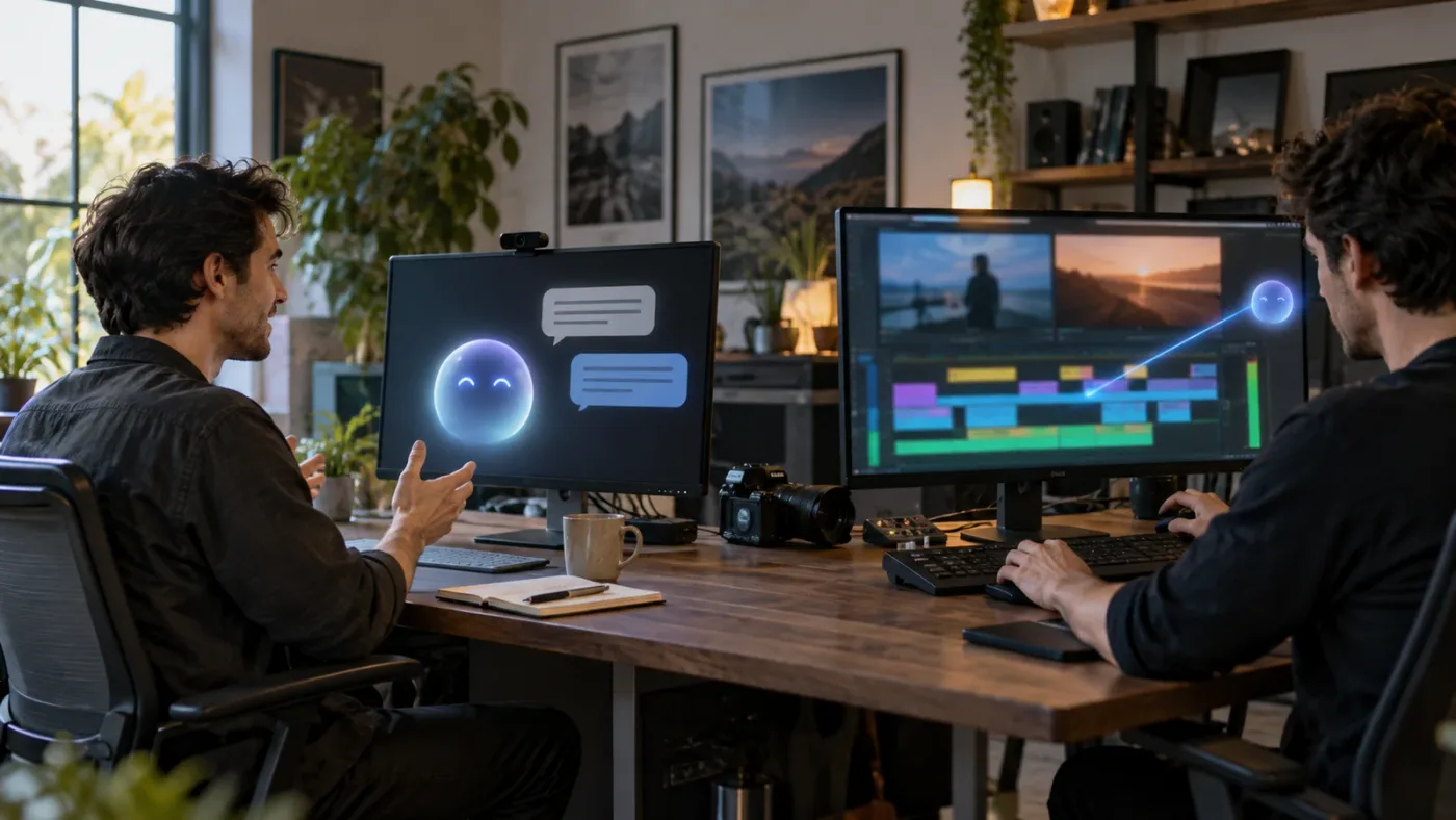 Illustration of general AI explanation compared with screen-aware DaVinci Resolve help
