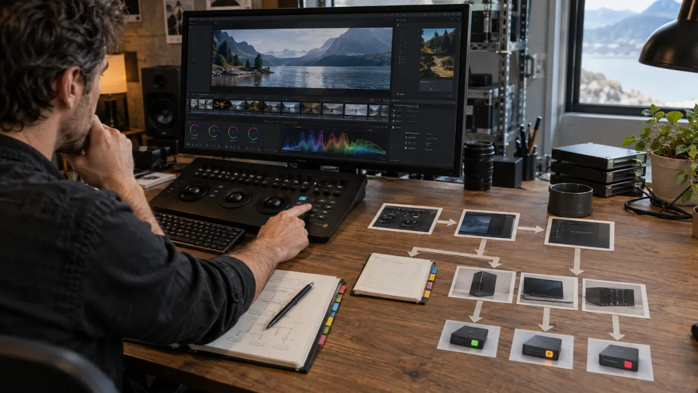 Illustration of a DaVinci Resolve missing-control diagnosis path