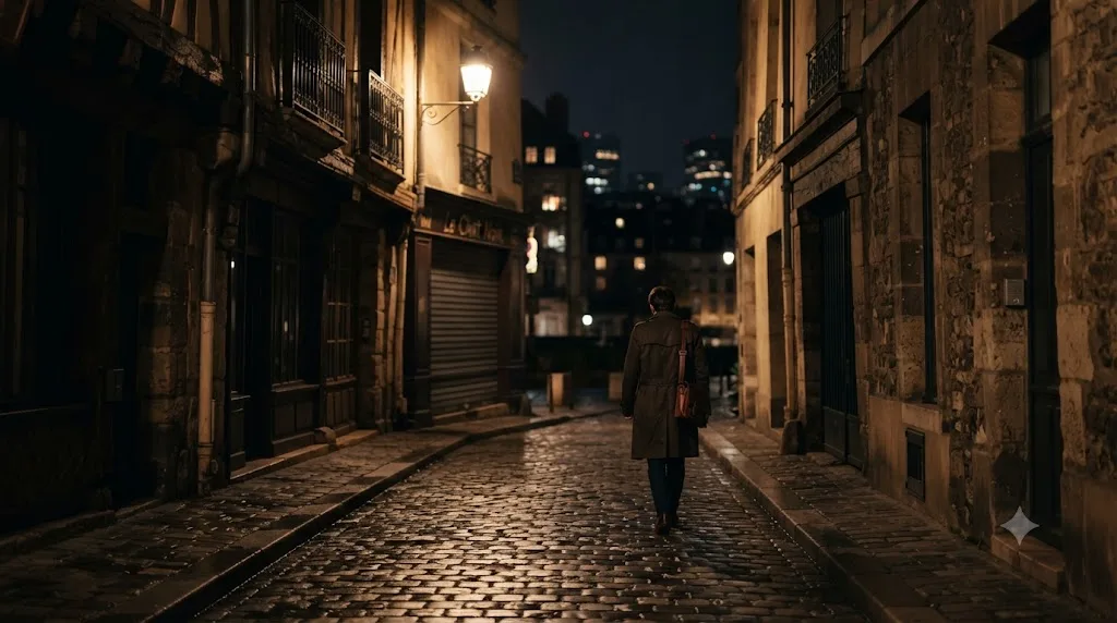Illustration of a low-light night scene shot on a Blackmagic Pocket Cinema Camera showing clean shadow detail after color grading