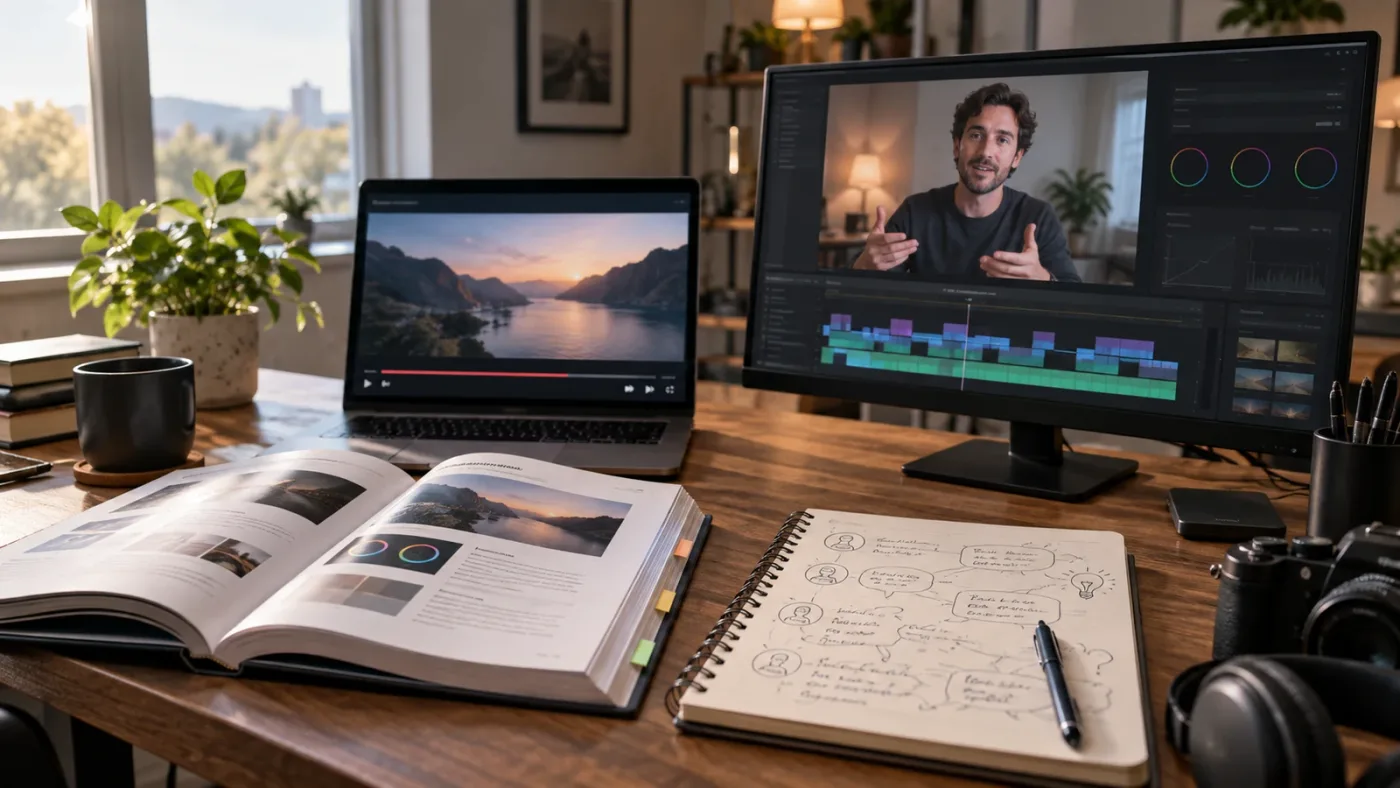 Illustration of choosing a DaVinci Resolve learning and troubleshooting path
