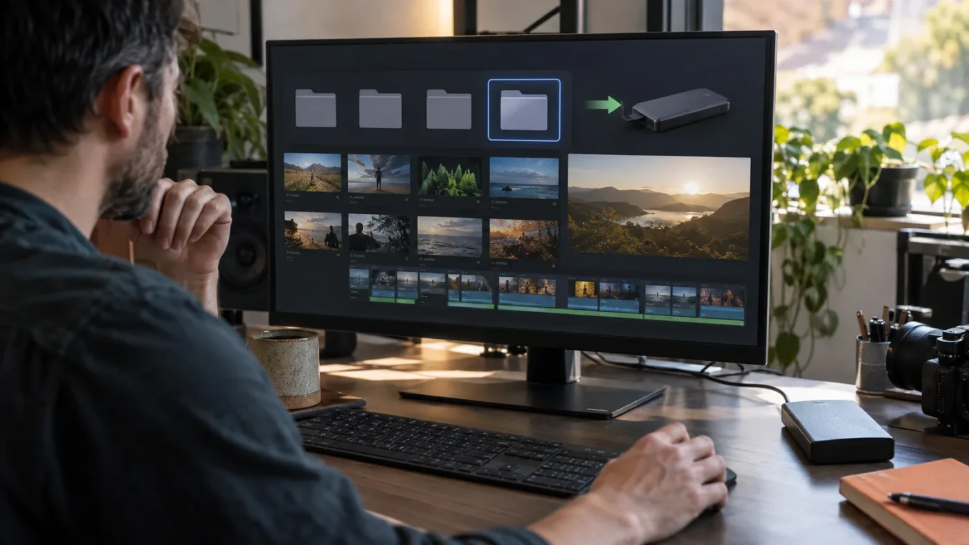Illustration of checking a DaVinci Resolve project library and backup