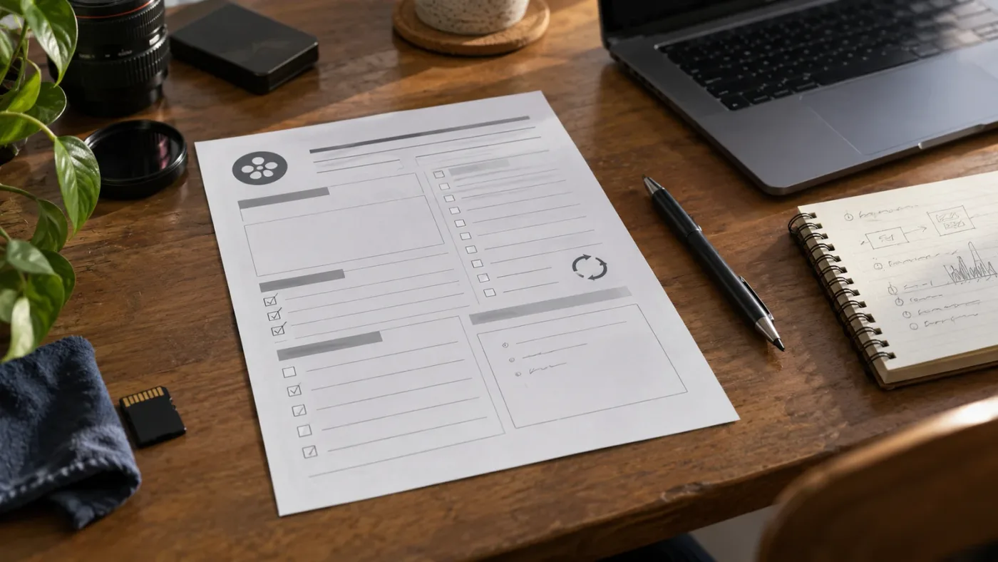 Illustration of a DaVinci Resolve error triage checklist
