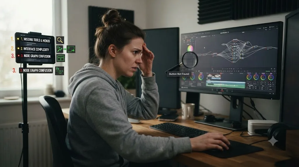 Illustration of a checklist showing common mistakes creators make switching from CapCut to DaVinci Resolve