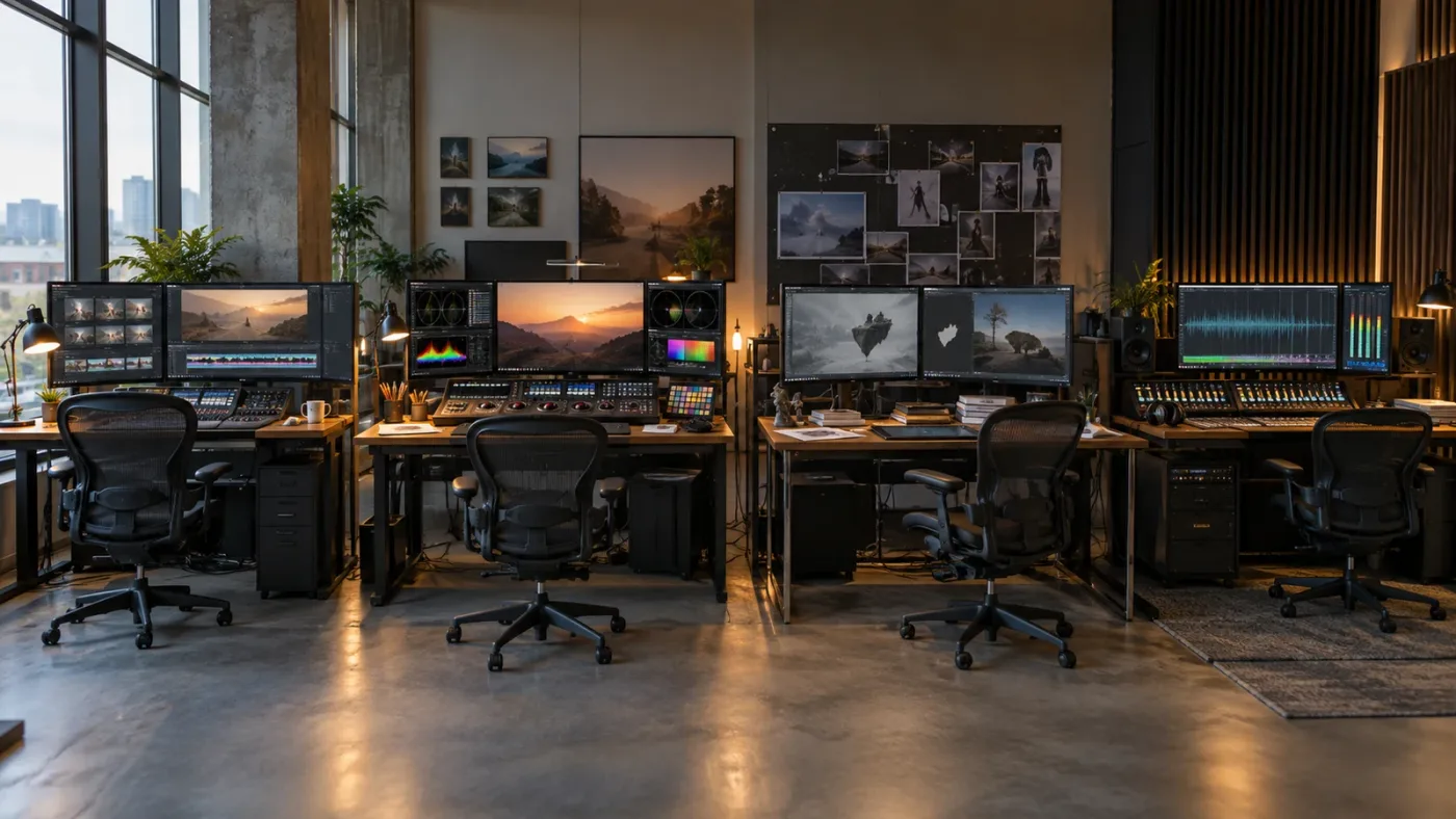 Illustration of four DaVinci Resolve pages with different help needs
