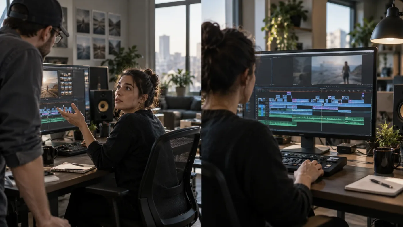 Illustration of two different DaVinci Resolve assistant jobs