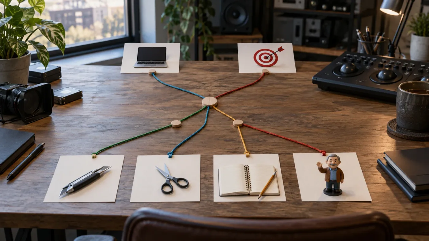 Illustration of a decision tree for choosing a DaVinci Resolve assistant
