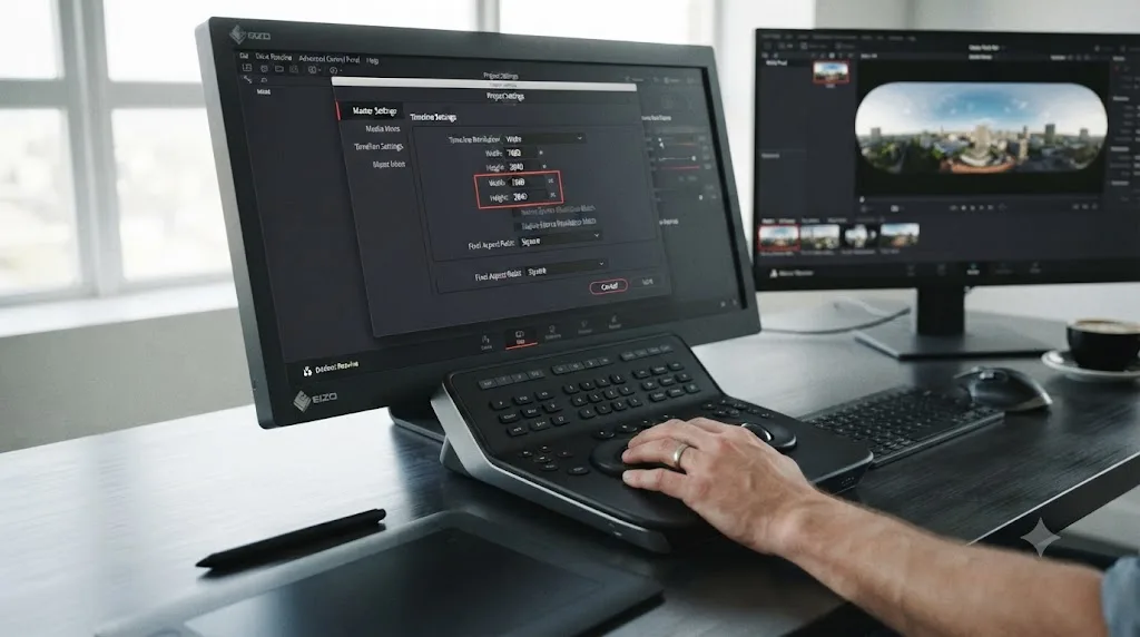 Illustration of DaVinci Resolve Timeline Settings with resolution matched to a source clip's native resolution