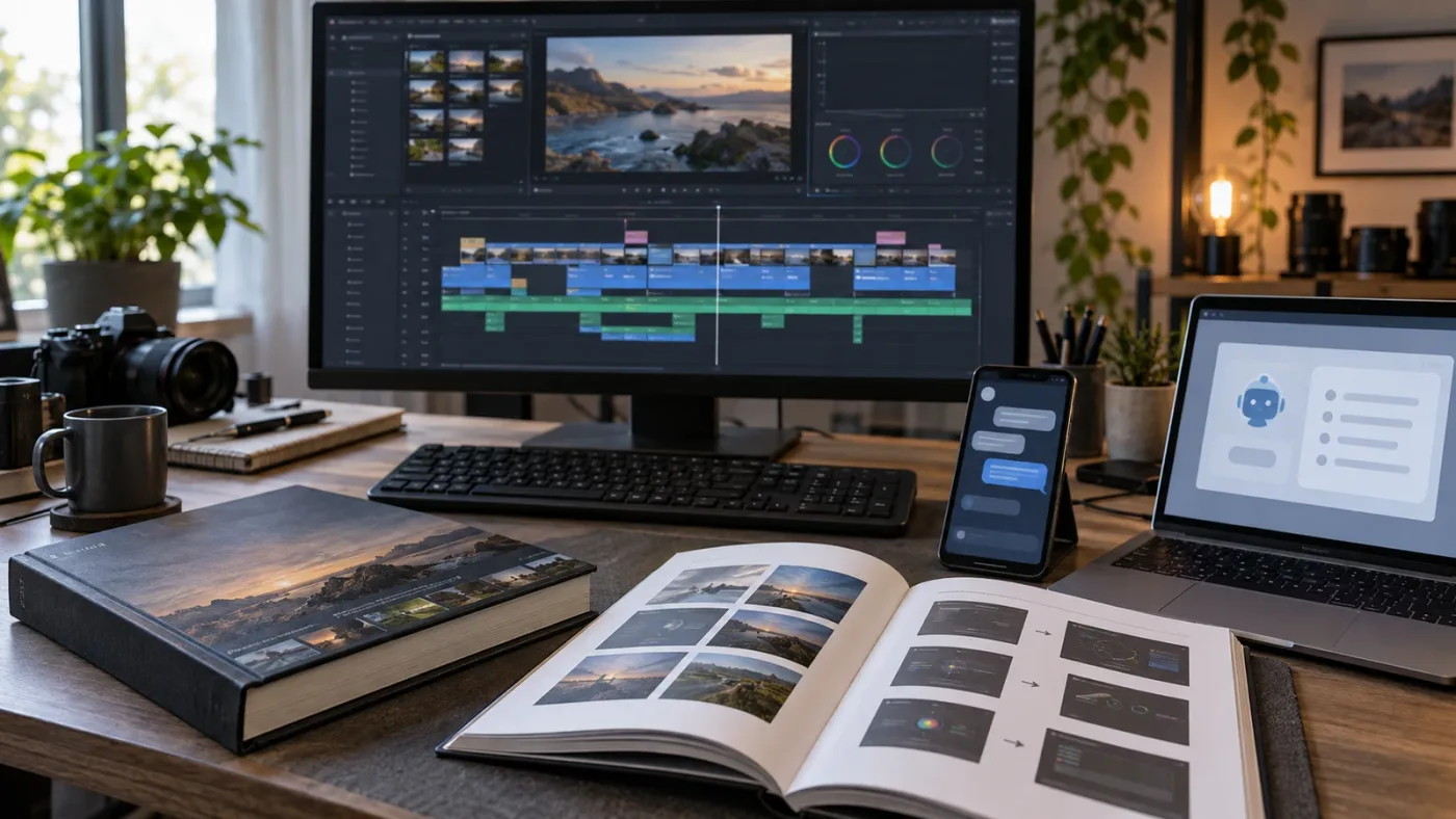 Illustration of ways to learn DaVinci Resolve while fixing a timeline problem