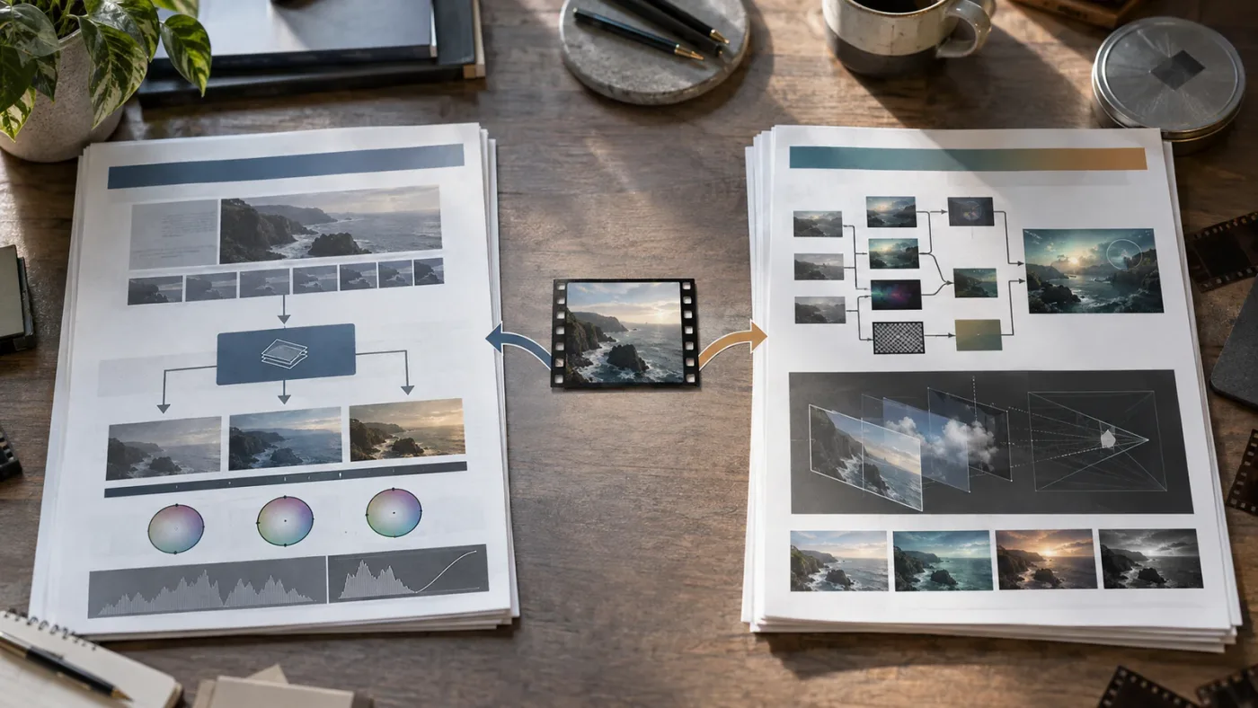Illustration of DaVinci Resolve 20.3 and 21 Fusion workflow differences