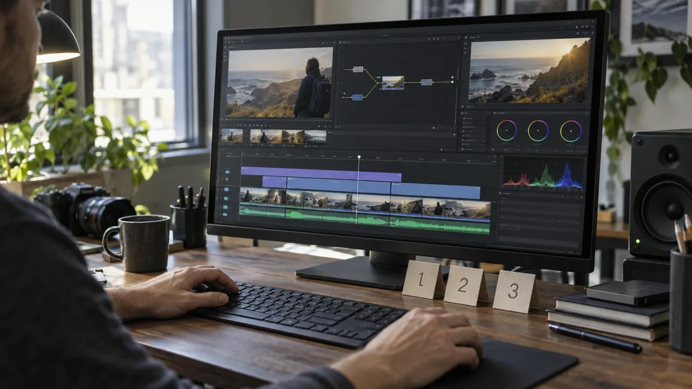 Illustration of the Adjustment Clip to Fusion workflow in DaVinci Resolve