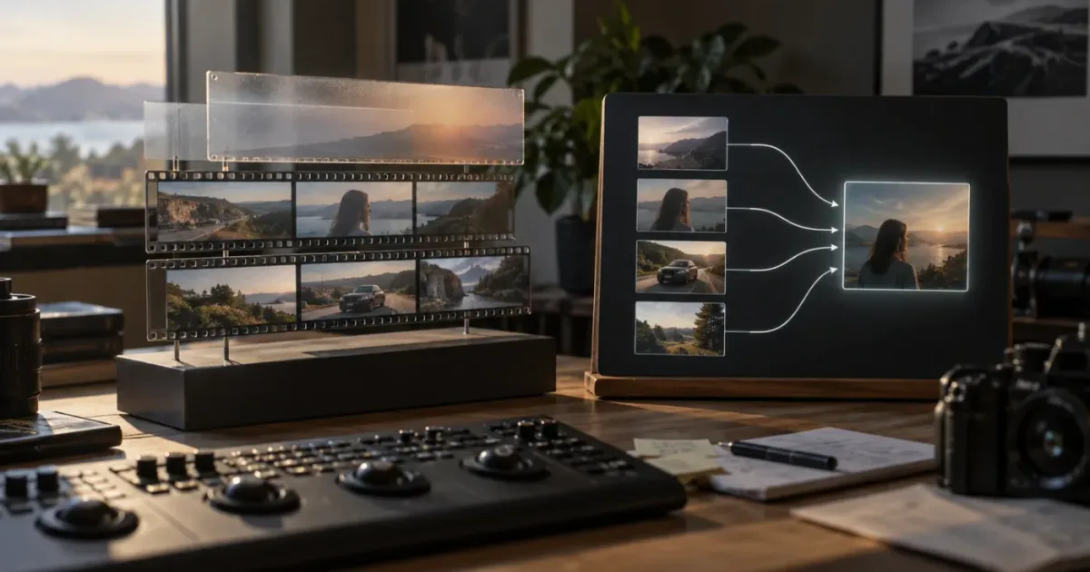 Illustration of a DaVinci Resolve timeline comparing an Adjustment Clip with a Fusion Composition
