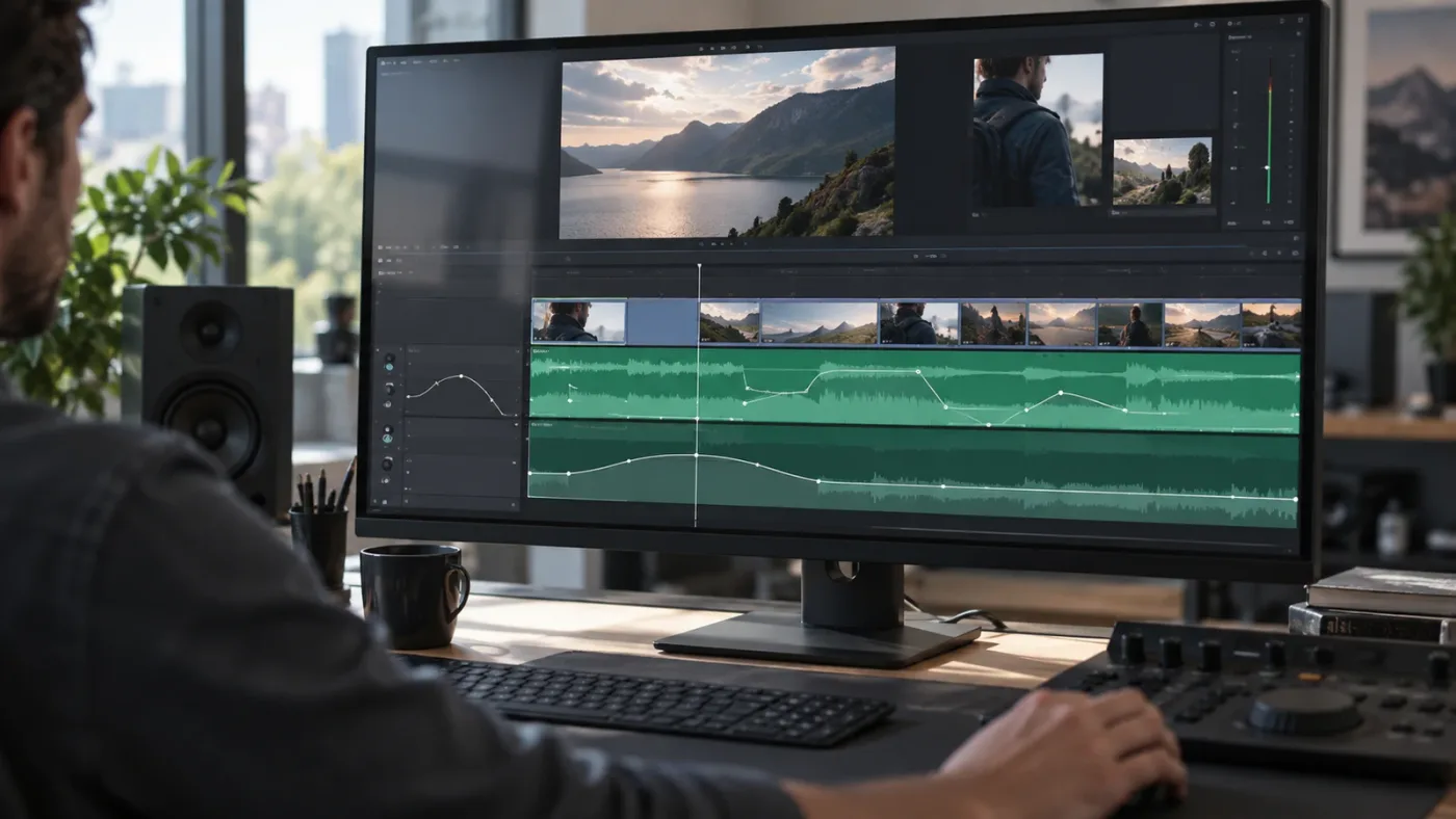 Illustration of clip gain and track automation as separate DaVinci Resolve audio controls