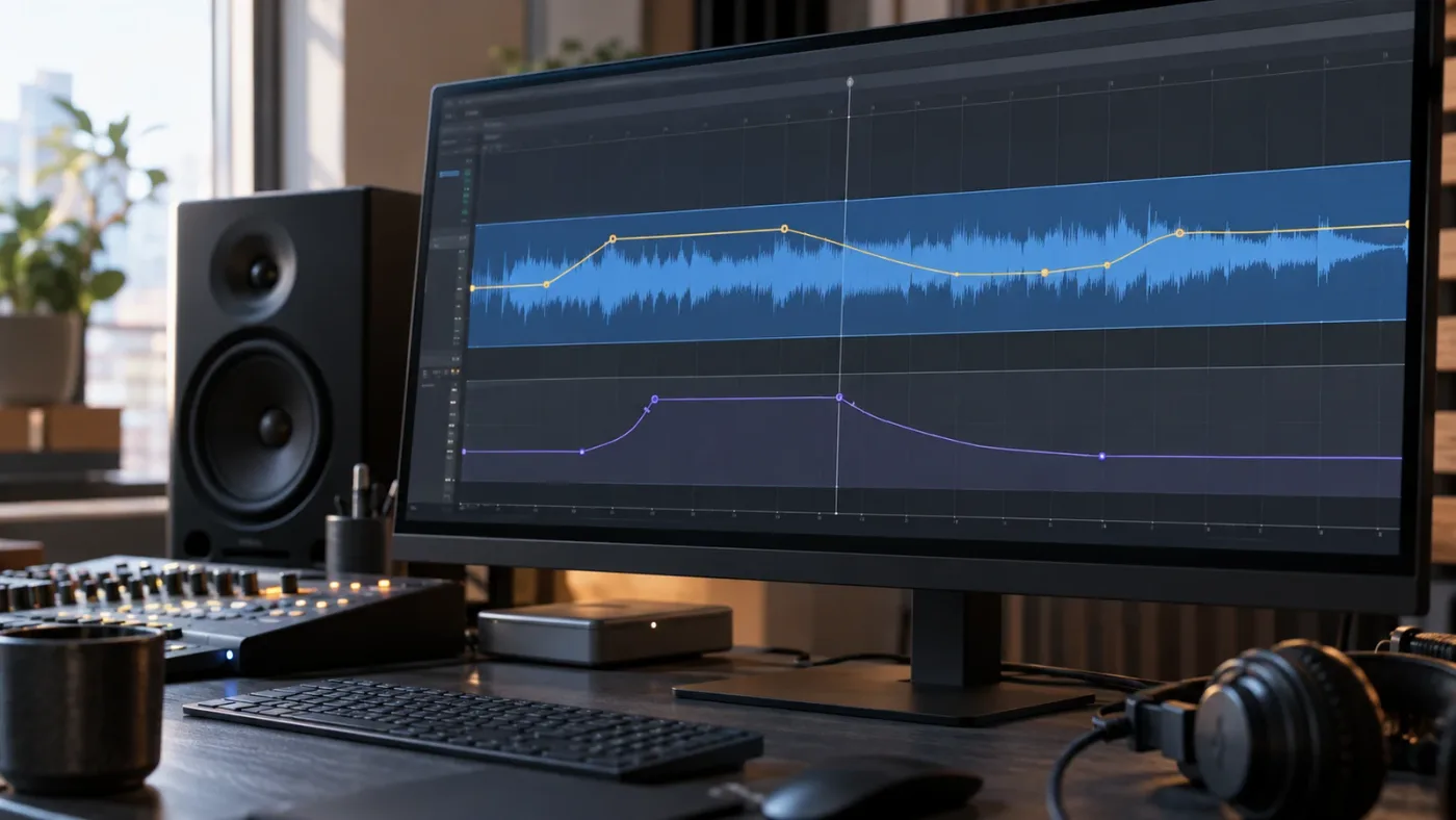 Illustration of clip gain and track fader automation working together in DaVinci Resolve