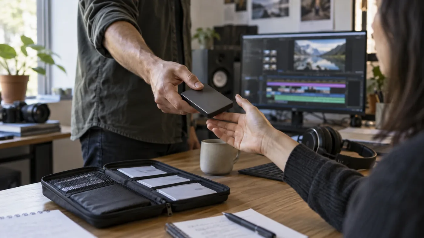Illustration of transferring a DaVinci Resolve project together with its source audio