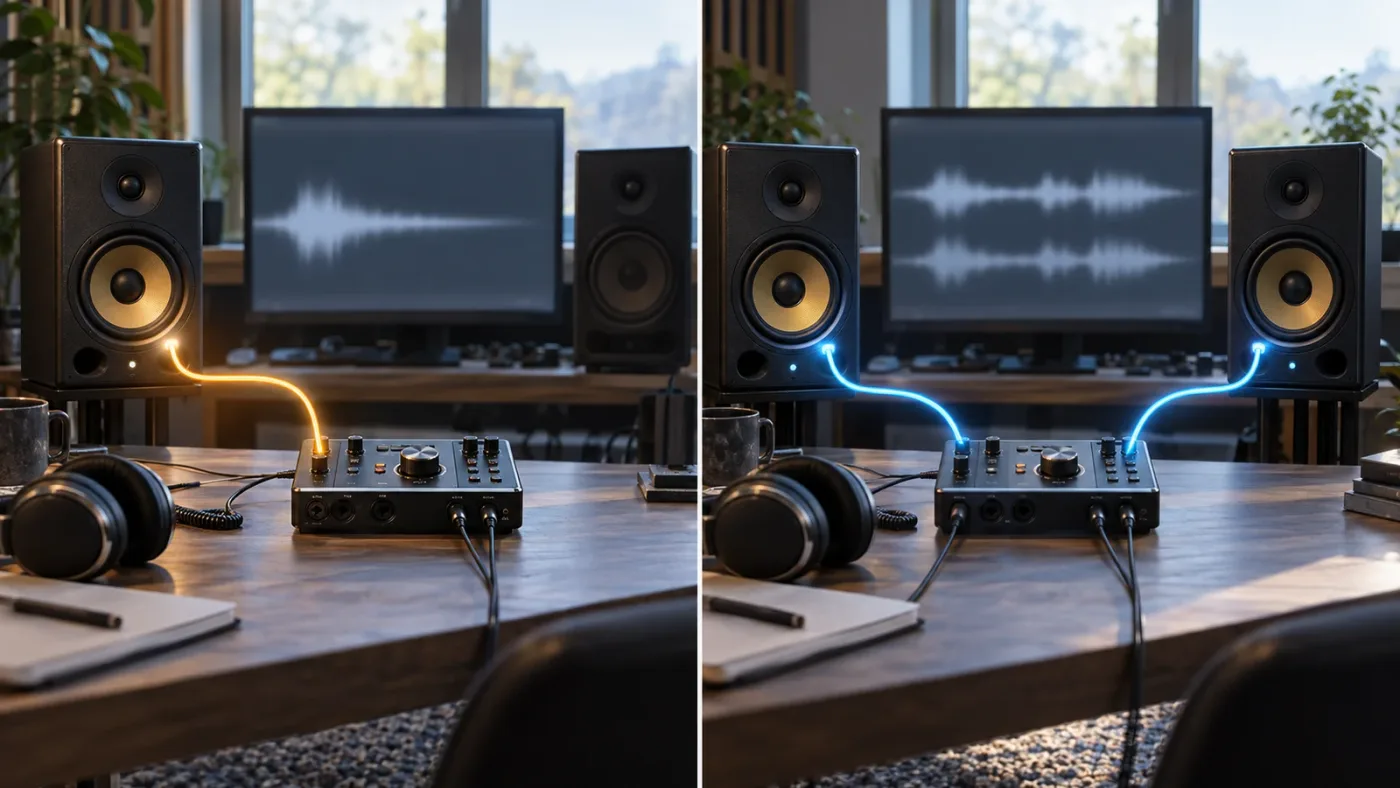 Illustration of DaVinci Resolve 20 and 21 mono audio behavior comparison
