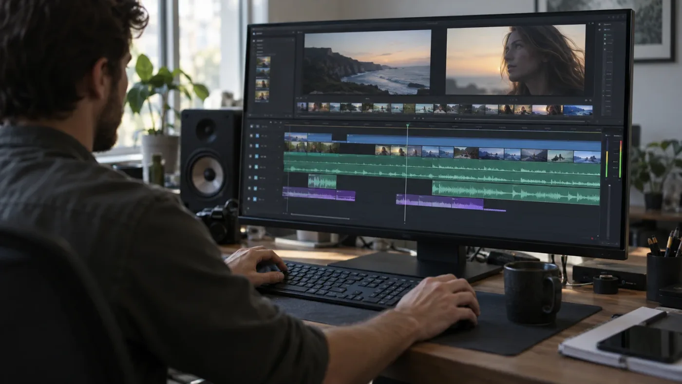 Illustration of four DaVinci Resolve timeline visibility symptoms