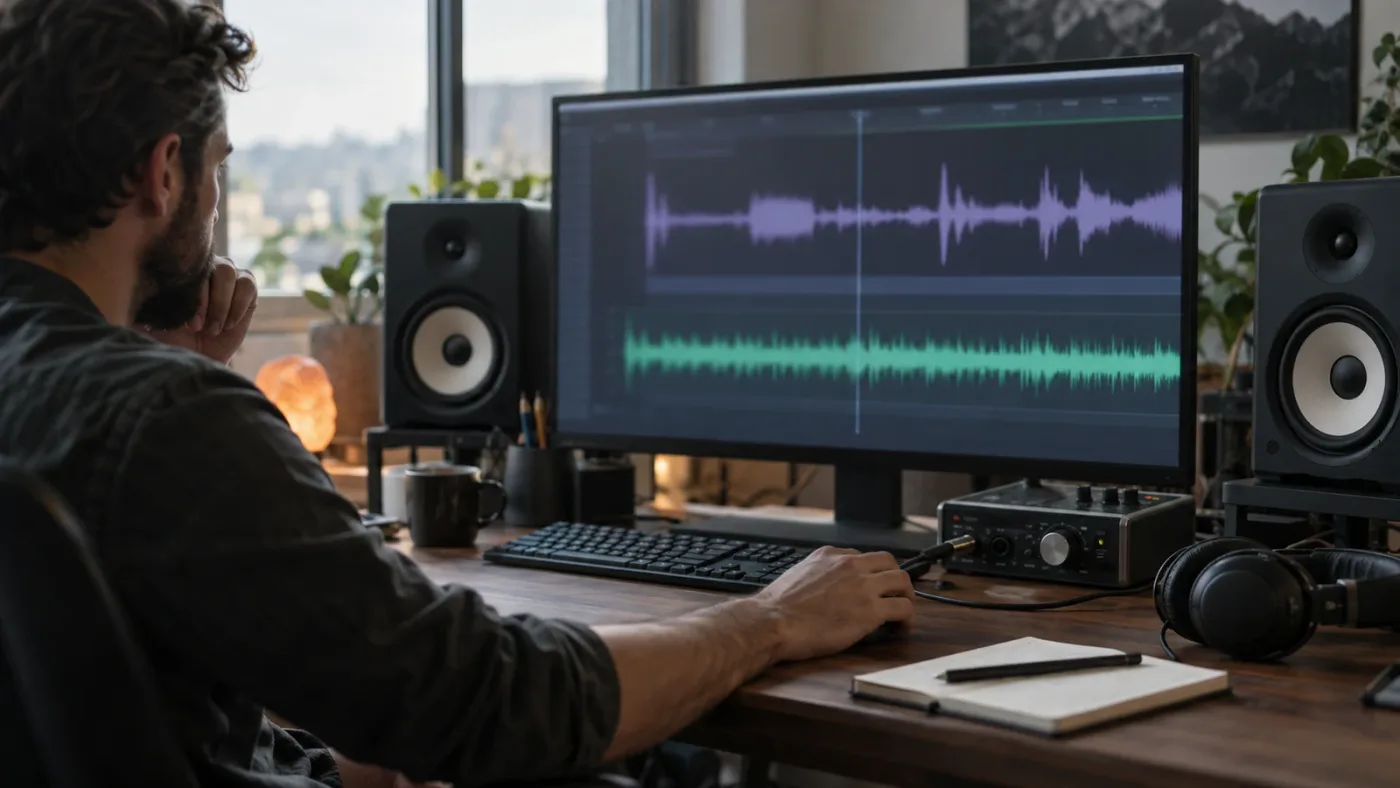 Illustration of comparing source media to diagnose a missing DaVinci Resolve waveform