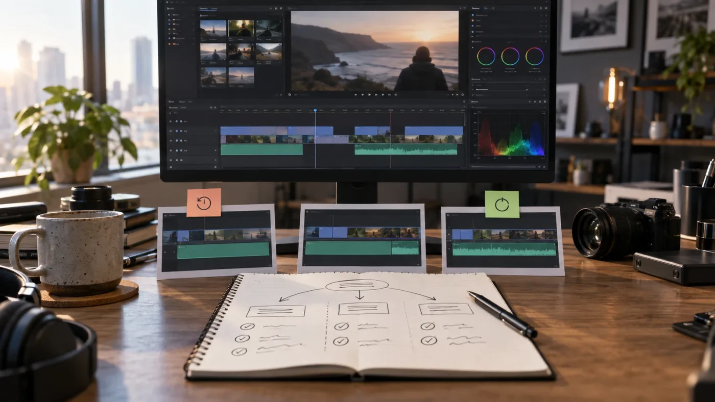 Illustration of version-aware DaVinci Resolve waveform troubleshooting