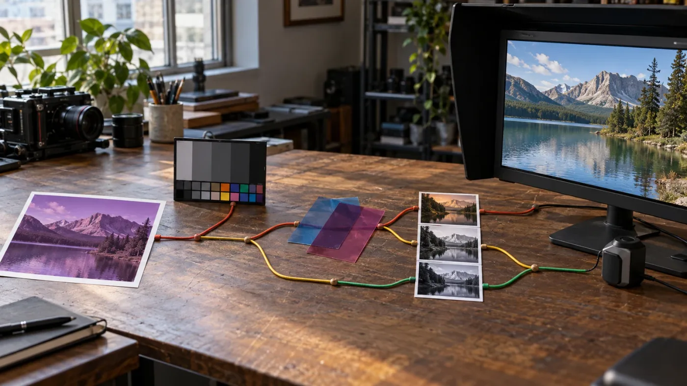 Illustration of a DaVinci Resolve color management troubleshooting decision path