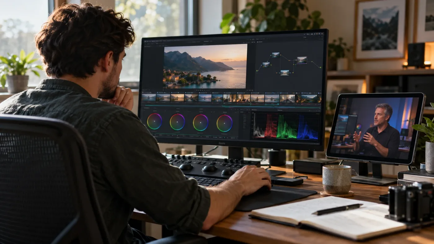 Illustration of learning color management by applying a lesson to a personal DaVinci Resolve project
