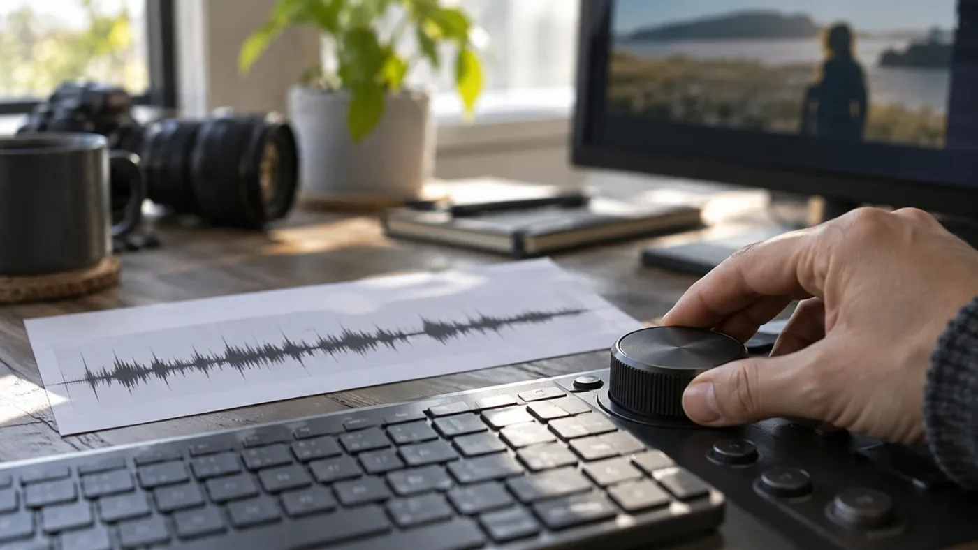 Illustration of a timeline clip changing speed while its audio pitch stays steady