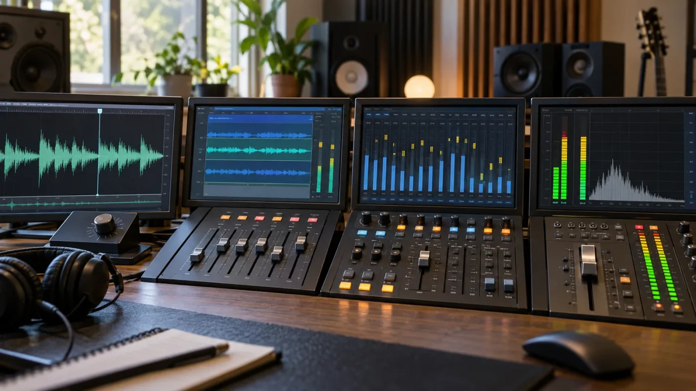 Illustration of DaVinci Resolve audio level controls from clip volume through track and bus to output
