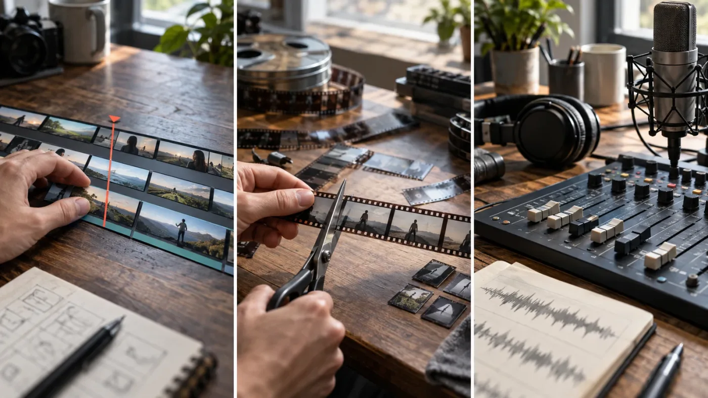 Illustration of DaVinci Resolve Edit, Cut, and Fairlight pages compared by snapping task