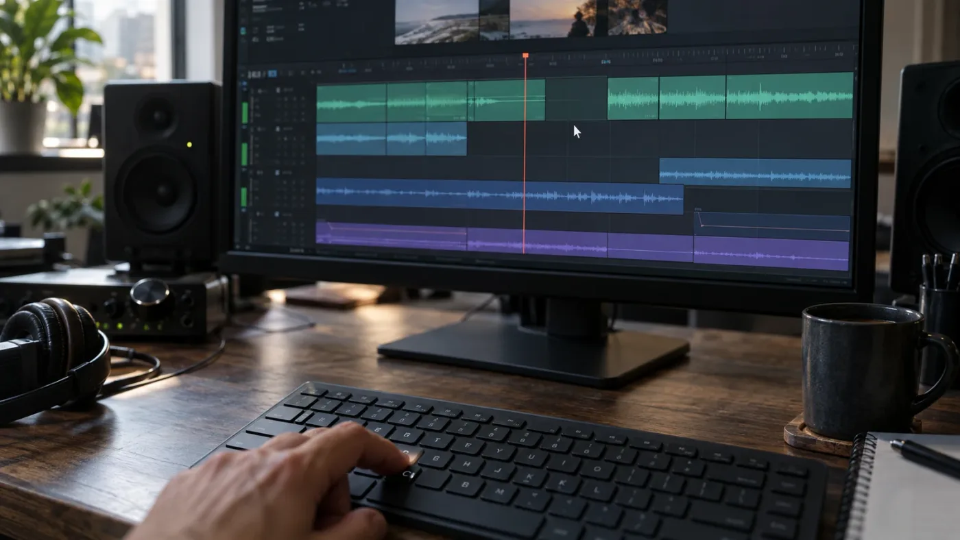 Illustration of DaVinci Resolve Fairlight playhead snapping to the pointer with the C key