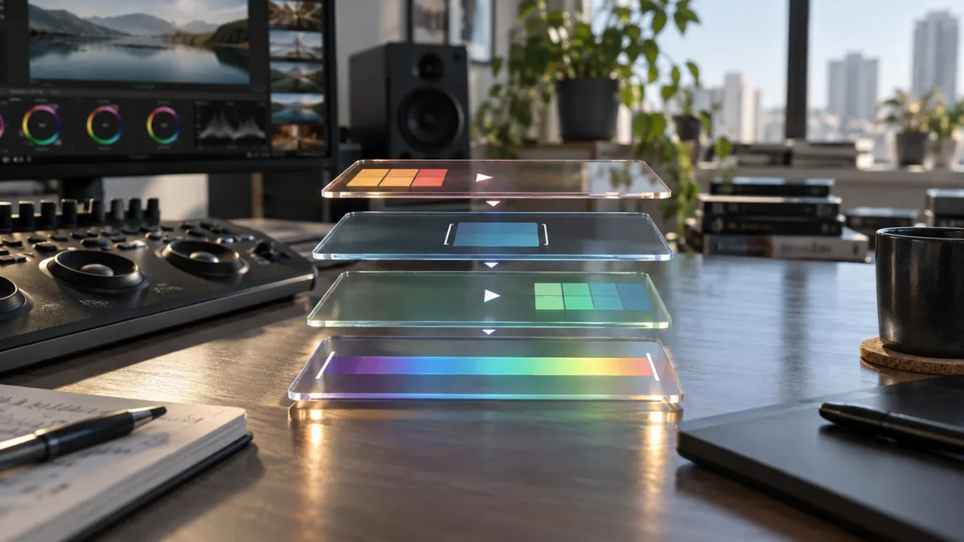Illustration of DaVinci Resolve clip, group, and timeline grade levels