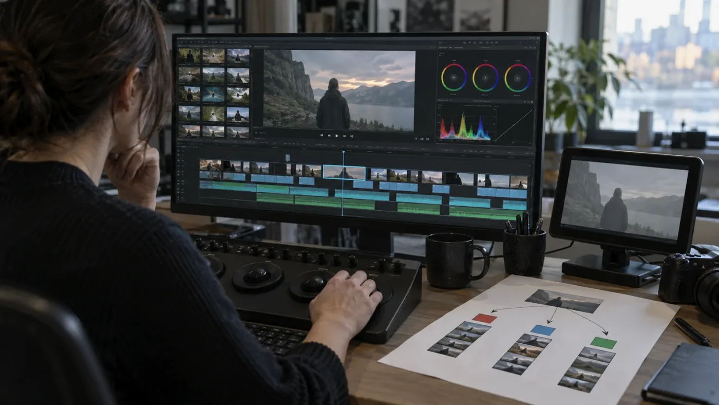 Illustration of a decision tree for diagnosing a DaVinci Resolve color grade
