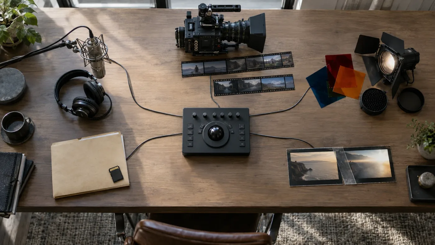 Illustration of DaVinci Resolve Inspector tabs matched to clips, tracks, effects, and transitions