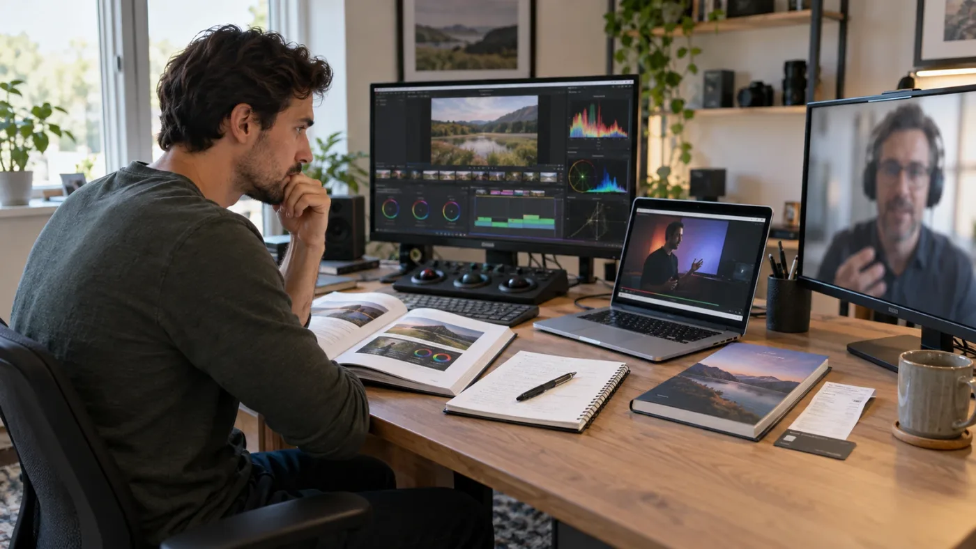 Illustration of choosing a DaVinci Resolve learning path