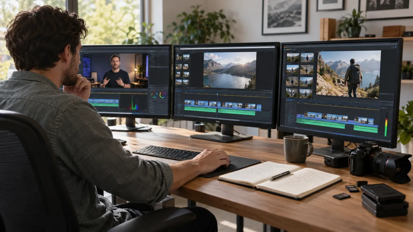 Illustration of three practice passes for a DaVinci Resolve course project
