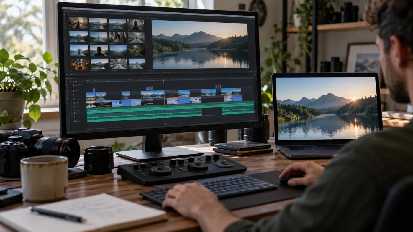 Illustration of the DaVinci Resolve deinterlacing workflow from source clip to test render