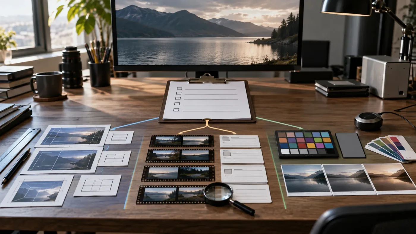 Illustration of a completed DaVinci Resolve Edit and Color page troubleshooting checklist