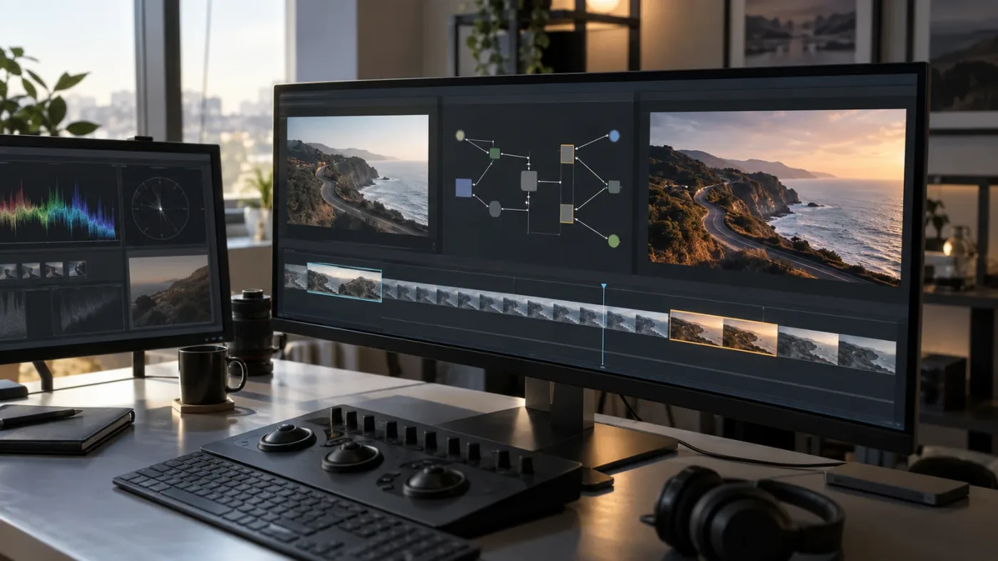 Illustration of an Edit to Fusion to Edit workflow for one DaVinci Resolve shot