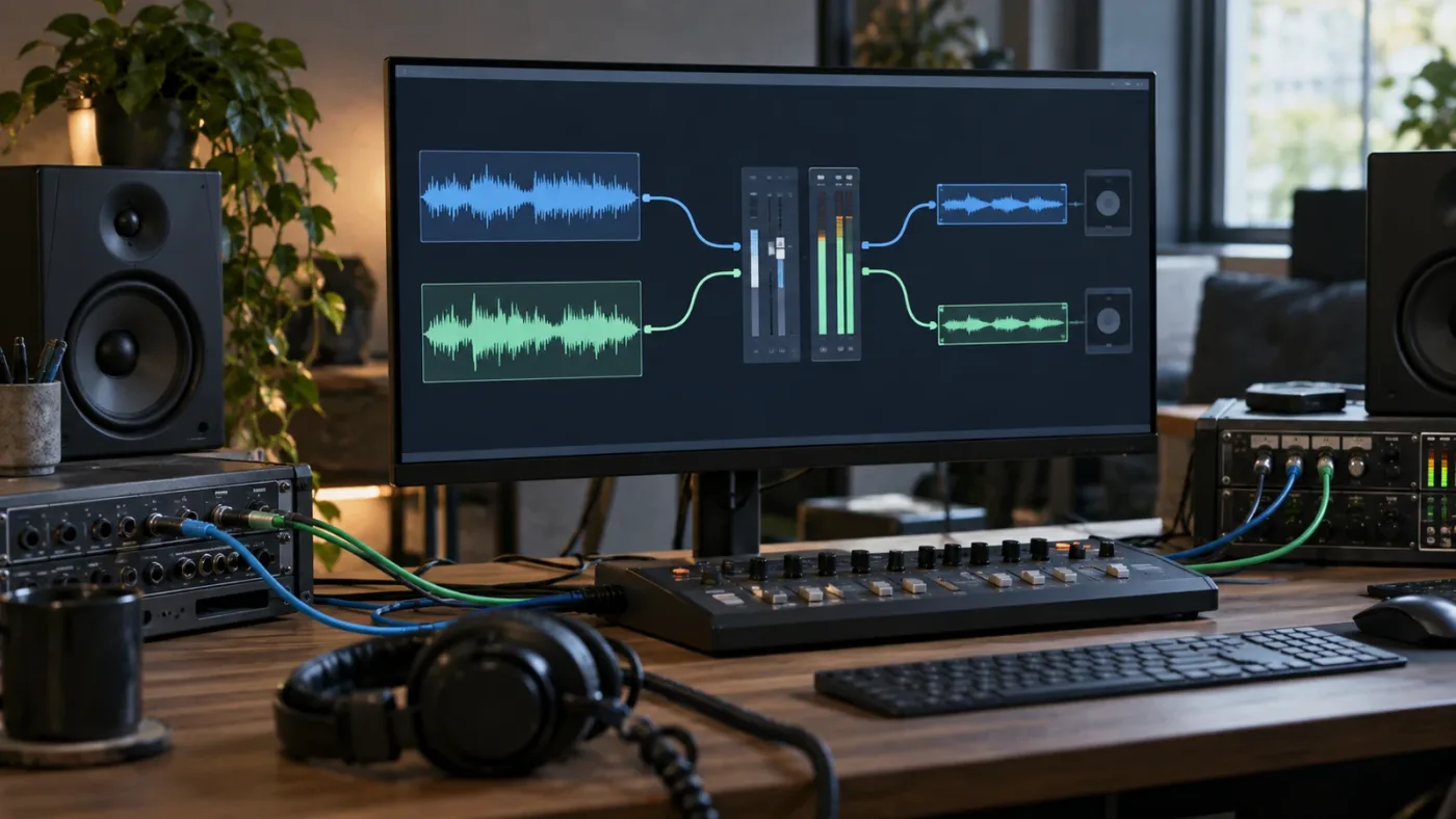 Illustration of source audio versus timeline audio during selected clip export in DaVinci Resolve