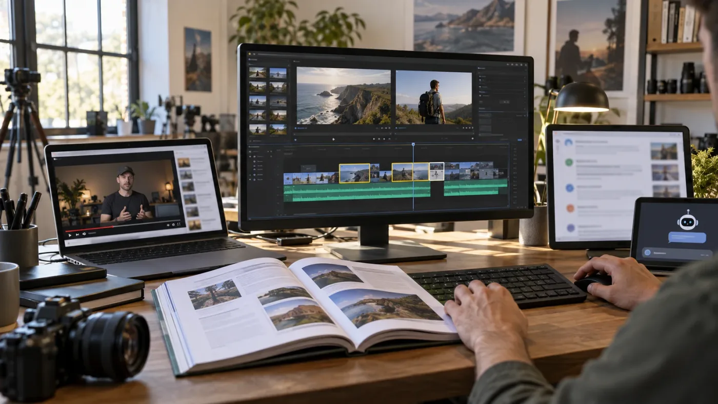 Illustration of different ways to learn a DaVinci Resolve export workflow