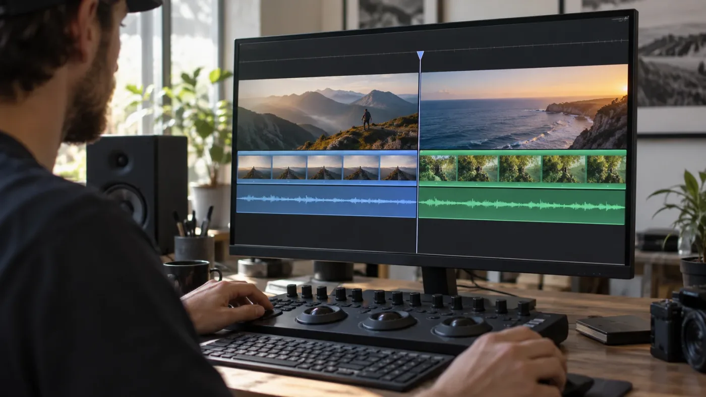 Illustration of a DaVinci Resolve Out point at a clip boundary