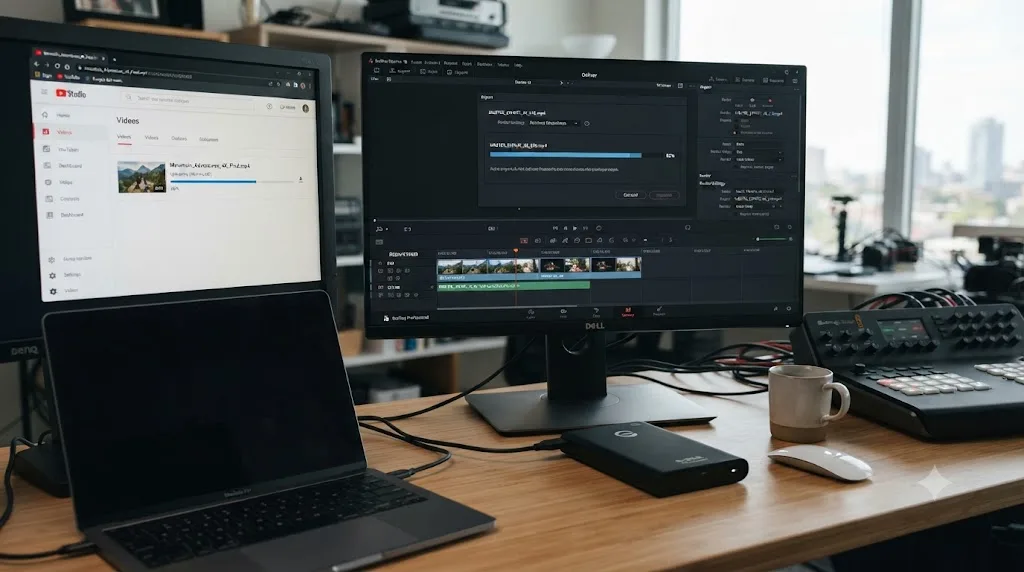 Illustration of one exported video saved as a local master and uploaded to YouTube