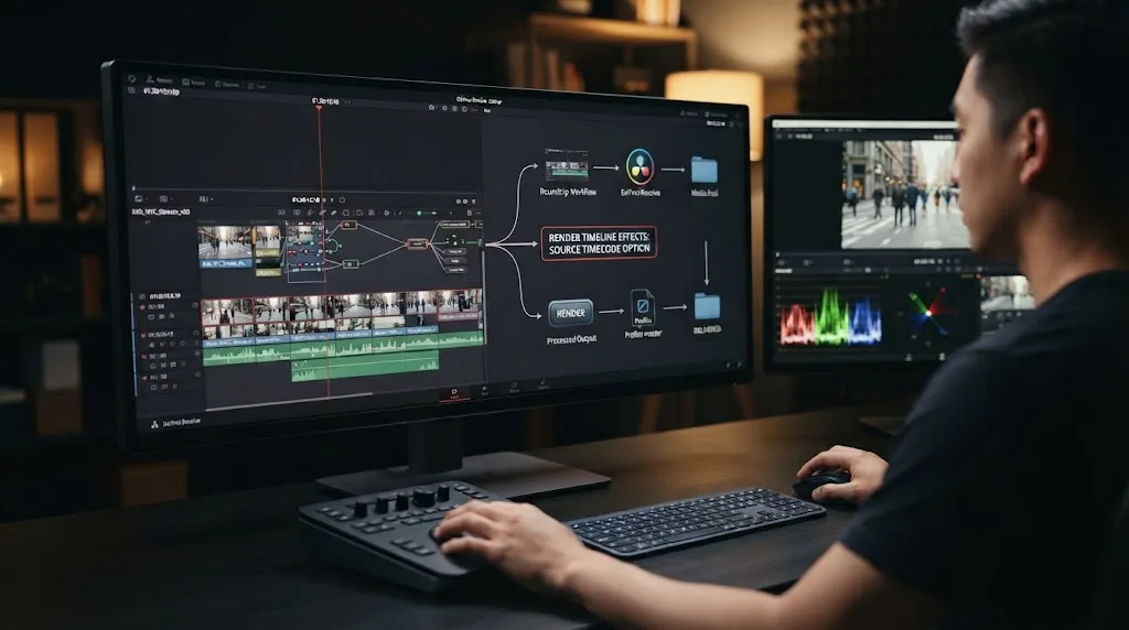Illustration of the Render Timeline Effects decision for source timecode