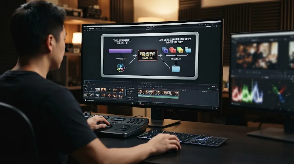 Illustration of the final source timecode versus timeline timecode export decision