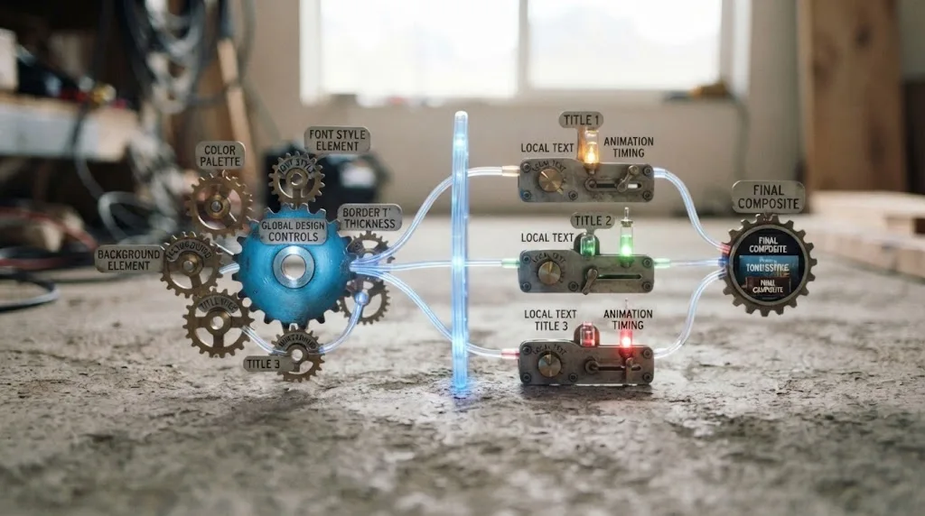 Illustration of a Fusion title system with shared and local controls
