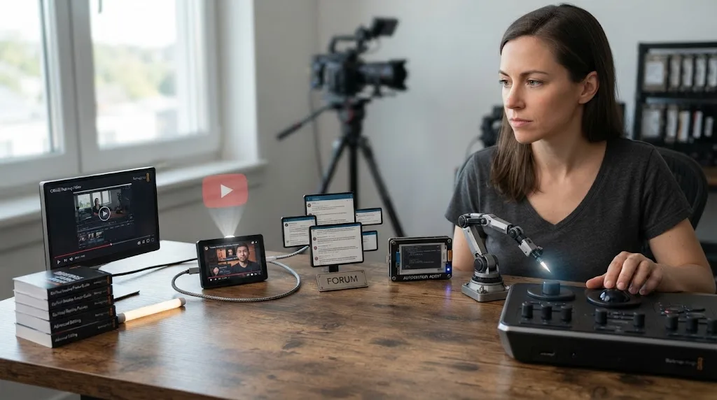 Illustration of learning resources and editing assistants compared for DaVinci Resolve