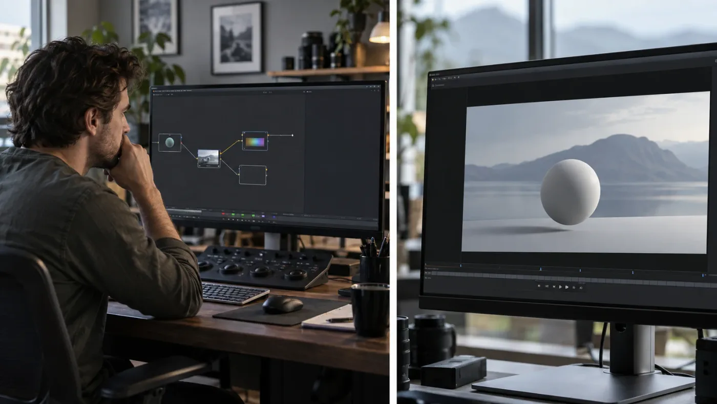 Illustration of the difference between Fusion Inspector controls and viewer controls