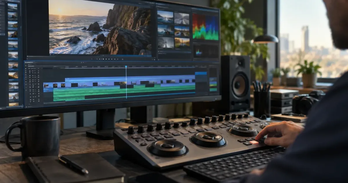 Illustration of a DaVinci Resolve insert edit being placed into a timeline