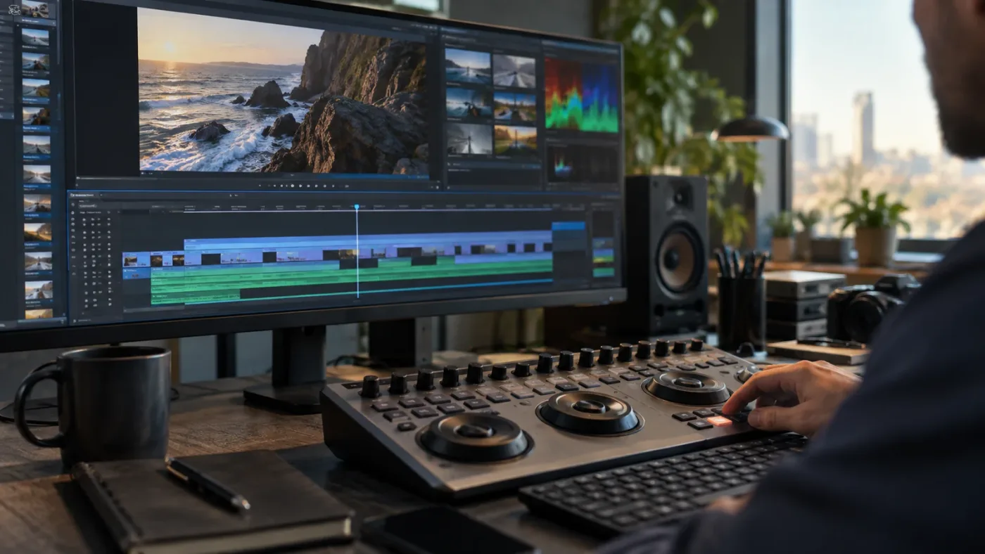 Illustration of the four controls that make a DaVinci Resolve insert edit work